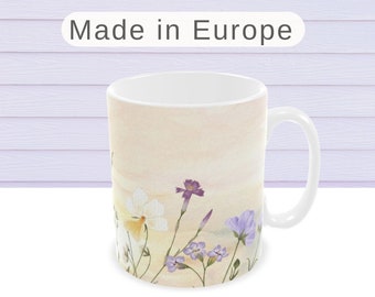 10 Unzen Wildblumen-Tasse, kleine Keramik-Kaffeetasse, süße botanische Teetasse, Natur-Trinkgeschirr, Espresso-Tasse, Frühlings-Küchen-Dekor, Blumen-Teetasse