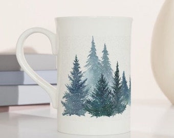 Tasse en porcelaine, tasse d’arbre d’hiver, tasse de thé d’hiver, tasse de thé en porcelaine, tasse de café d’hiver, décor d’hiver, cadeau d’amateur de thé, tasse d’arbre d’aquarelle
