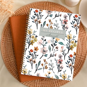 Kundenspezifisches Blumenrezeptbuch, personalisiertes Geschenk für Koch, Familie, Koch, Bäcker, Kochbuch zum Einschreiben, Hardcover oder Softcover Kochjournal