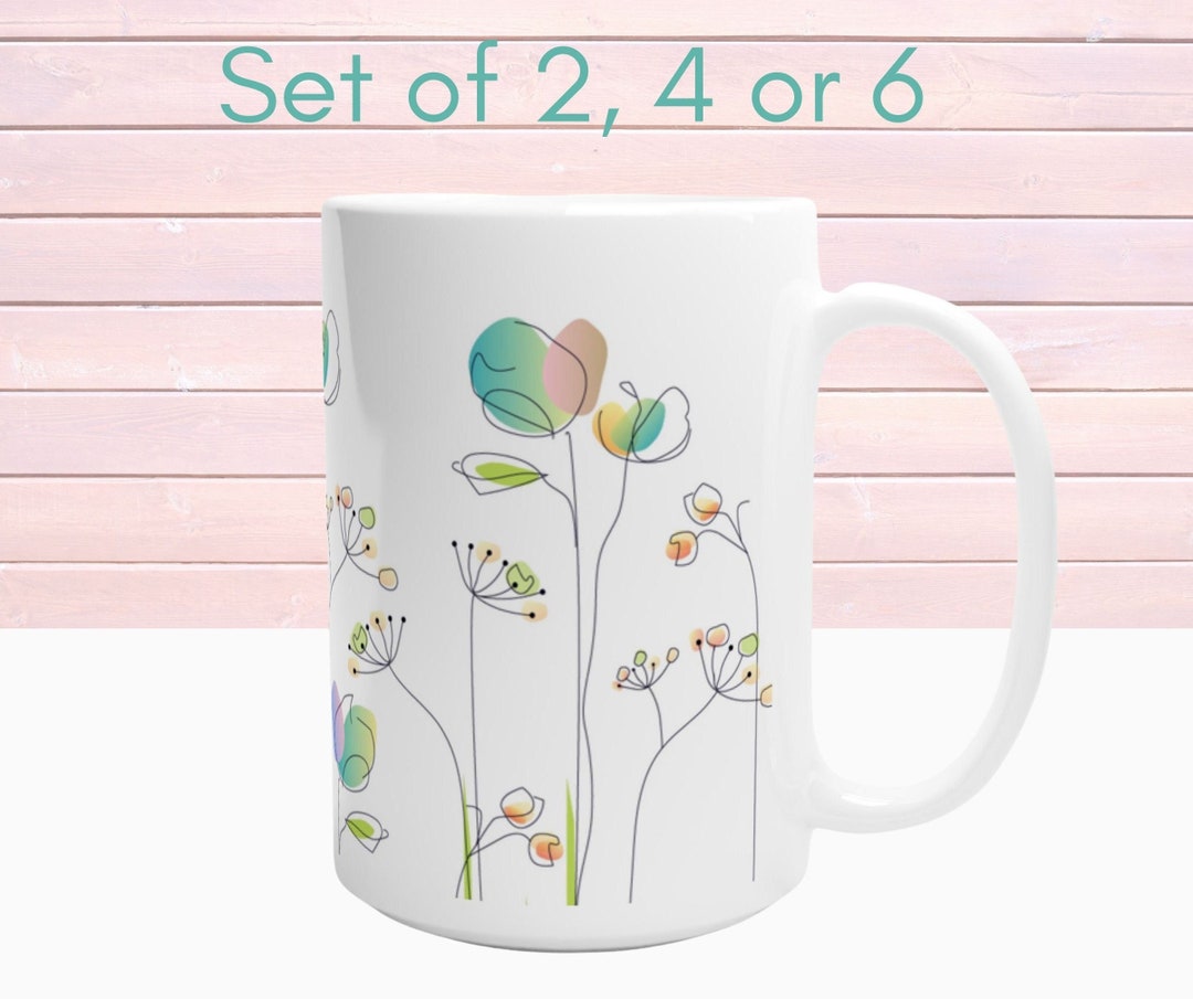 Sentimental Spring Mugs Spring Floral Mug Set, Wildflower Teacup, Pretty Flower Coffee Cup ...