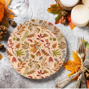 Ensemble d'assiettes en plastique 7,5 pouces, fabrication britannique, vaisselle pour Thanksgiving, petite taille pour salade, desserts et apéritifs, décoration saisonnière, incassable