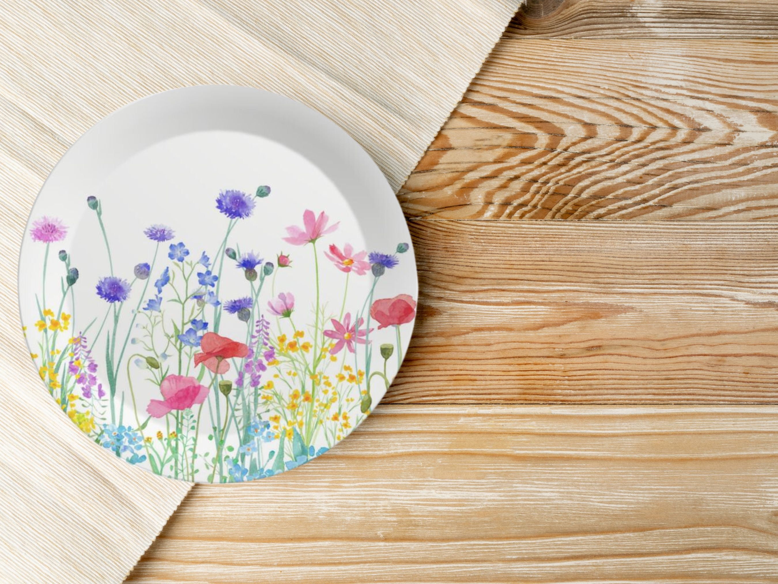 Set of 7.5 Floral Plastic Plates Made in UK Wildflower Etsy