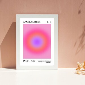 Engel nummer 111 poster, intuïtie, aura kunst aan de muur, gradiënt poster