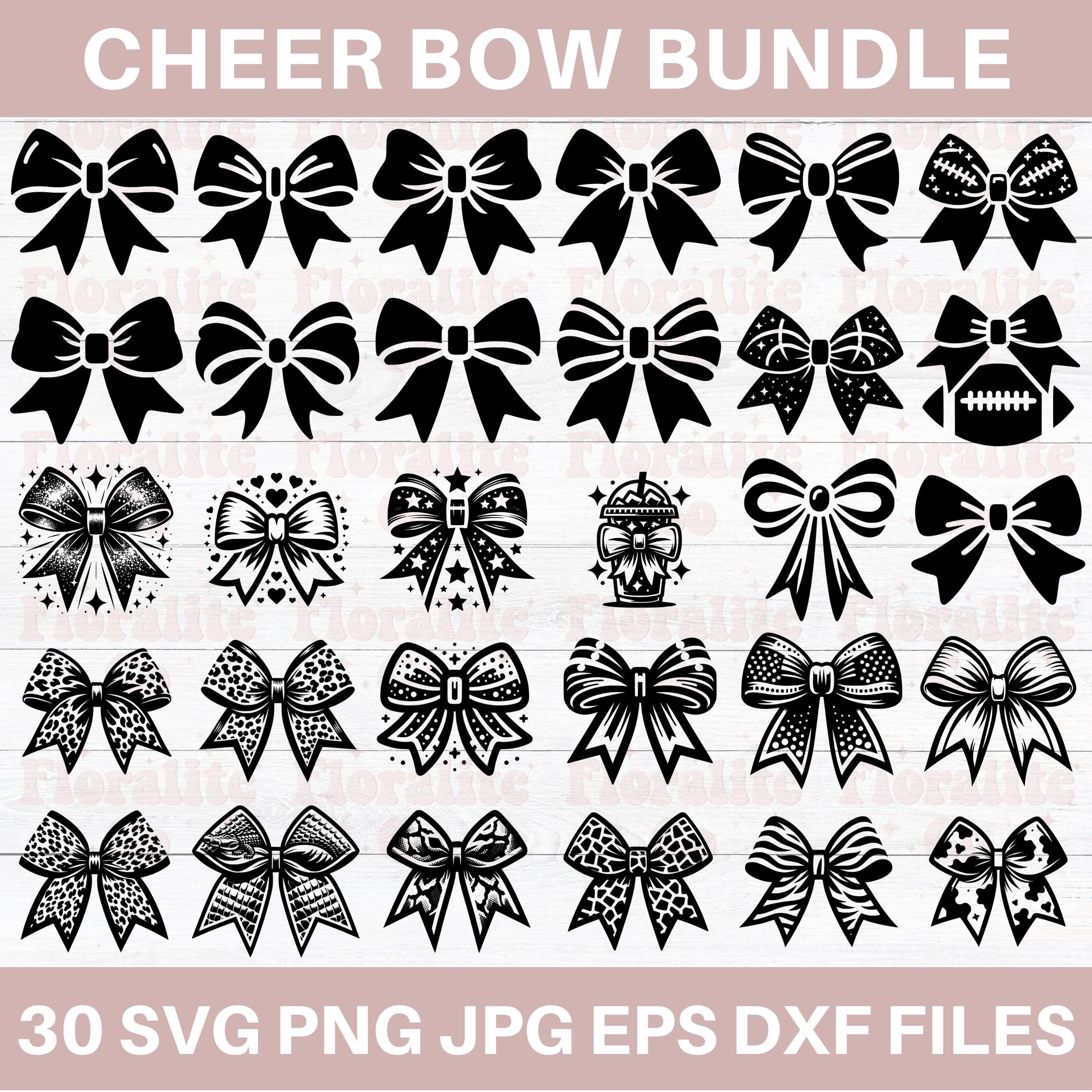 Cheer Bow SVG PNG Bundle, Glitter Hair Bow svg Vector, Cheerleader Mom Shirt clipart, Bow Template svg, Coach Cricut Cut Files , Silhouette