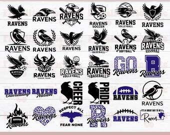 Ravens Svg Bundle, Ravens Png Bundle, Ravens Shirt Svg, Ravens Sports Team, Ravens SVG, Ravens Mascot Cut File, Ravens School Team Svg