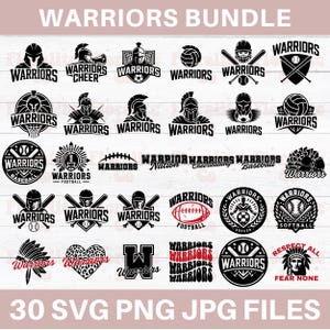 Pacchetto svg Warriors, mascotte della squadra Svg, squadra Warriors Svg, cheerleading, mascotte Warriors Svg, football Svg, squadra scolastica Warriors Svg