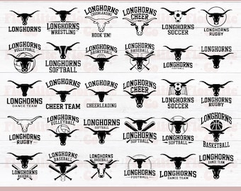 Longhorns Mascot Bundle, Longhorns svg png, Longhorn Football, Longhorn Cheer png, cricut svg, Longhorns School Spirit Svg, svg png jpg