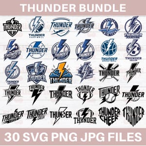 Paquete de svg de mascota Thunder, svg de equipo escolar, png de Thunder, svg de mascota, svg de mamá Thunder, camiseta de espíritu escolar, logo de Thunder png, camisetas deportivas