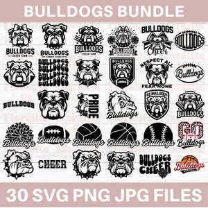 Bulldogs Svg-bundel, Bulldogs mascotte Svg voor Cricut, Bulldogs Png, voetbalteam Svg, digitale bestanden, Instant Download, sublimatie ontwerp