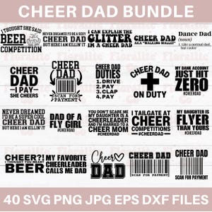 Cheer Dad SVG-Bundle, Cheerleader SVG, jubeln Png, Cheerleader SVG, jubeln Papa Shirt, jubeln Mama zwart, lustiger Papa SVG, geschnitten Dateien für Cricut