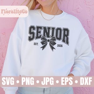 Senior 2026 Svg Png, Bow Pink Red Blue Coquette Senior 2026 Svg, Class of 2026 Svg, Graduation Shirt Iron On Png, Senior 2026 Sublimation