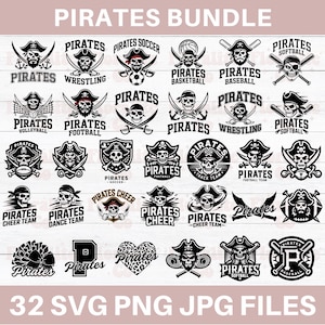 Pirates Svg Png Bundle, Pirates Football Team, Pirates Cheer Shirt, Pirates Mascot Vector, School Sports Pride, Digital Download, 32 Designs