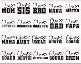 Pacote de PNG SVG da família Cheer, design de camiseta Cheer Mom & Dad correspondente, arquivo de corte Cheerleader Life, treinador de Cheer, irmã para Cricut e Silhouette