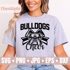 Bulldogs Cheer Shirt Svg Cricut Cut-bestand, school mascotte Svg digitale download, leraar Shirt Svg, Bulldogs Svg, school geest Cheerleader Svg