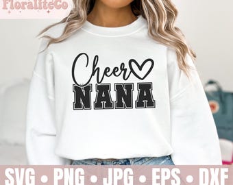 Cheer Nana SVG PNG JPG, Design maglietta Cheer Nonna, Cheerleading Nana, Cheerleader Nana, File di taglio Cheer, Cricut, Silhouette, Digitale