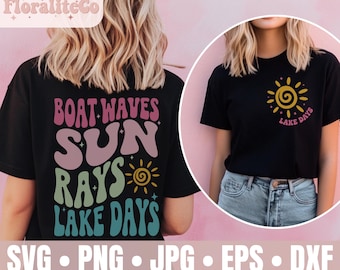 Boat Waves Sun Rays Lake Days SVG PNG, Retro Summer, Hello Summer svg, Lake svg, Boatin, Camping, Retro Summer Sublimation Design Download