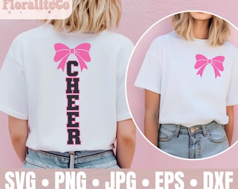 Cheer SVG PNG, Coquette Cheer Bow Svg, Cheer Era Svg, Cheer Shirt Svg, Cheer Mom Era Svg, Cheerleader Sublimation Digital, Front And Back