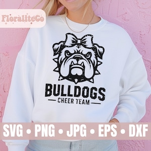 Bulldogs Cheer Shirt Svg Cricut Cut-bestand, team mascotte Svg digitale download, leraar Shirt Svg, Bulldogs Svg, schoolgeest Cheerleader Svg