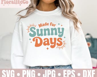 Made for sunny days SVG cut file, retro summer svg, Happy mama png, Kids sunshine png, sunshine & Coffee Shirt Design, Beach Digital File