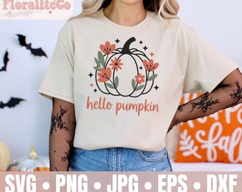Hej pumpa SVG, Hej höst Svg, Glad Thanksgiving, pumpaskylt, höstklippfil, höstsvg, höstdekor, Halloween-tröja, Hej pumpa Png