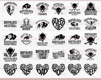 Buffaloes Svg Mascot Bundle, Football, Basketball, Sports png, School Cheer, School Spirit, School Mascot, Team Mascot, Buffaloes, Team Name
