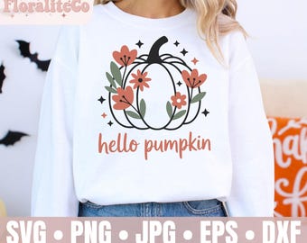 Hello Pumpkin SVG, Hello Fall Svg, Happy Thanksgiving Svg, Pumpkin Svg, Fall Svg, Autumn Svg, Fall Decor, Pumpkin Shirt SVG, Hey Pumpkin Png