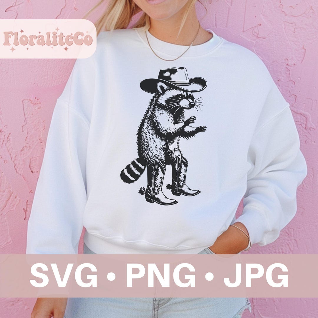 Raccoon Cowboy SVG, Digital File Cowboy Raccoon, Cute Cowboy Raccoon ...