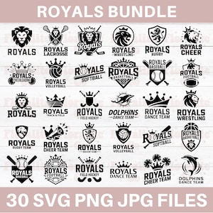Royals Mascot Bundle, Royals Baseball SVG, Go Royals svg, Royals Football Png, Royals Mom Shirt, Royals Pride, Royals Cheer svg, Cricut File