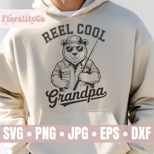 Bobine cool grand-père SVG PNG, conception de chemise de pêche drôle, pêche rétro disant citations, ours d'été, papa pêcheur, cadeau pour grand-père, fête des pères