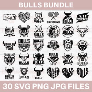 Bulls Mascot svg Bundle, Charging Bull Middle High School Sports Team Mascot, Bulls Football, Bulls Cheer, vector digital files, Volleyball