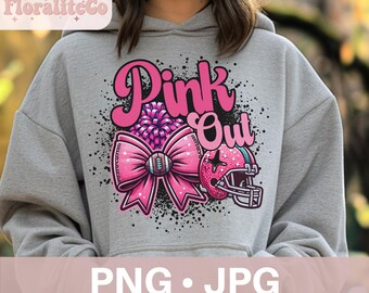 Football Pink Out PNG JPG, Tackle Breast Cancer Football Png, Breast Cancer Awareness PNG, Pink Ribbon, Game Day png, Coquette Football Mom