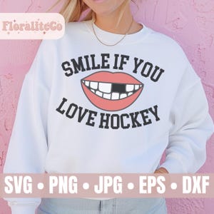 Hockey Smile svg, Funny Hockey Svg, Hockey Player SVG, Hockey Fan SVG, Hockey Stick Svg, Hockey Mom Shirt, Hockey Dad Svg Files for Cricut
