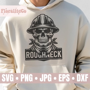 Oilfield Roughneck Skull Hard Hat SVG PNG, Roughneck Shirt Design, olieveldwerker, tuigvarken, booreiland svg, oliepatch sublimatie cutfile