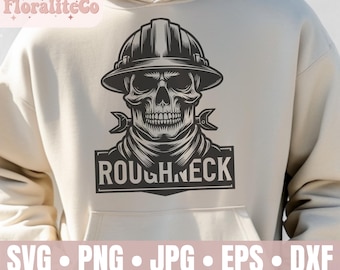 Oilfield Roughneck Skull Hard Hat SVG PNG, Roughneck Shirt Design, Oilfield worker, Rig Pig, Drilling Rig svg, Oil Patch Sublimation Cutfile