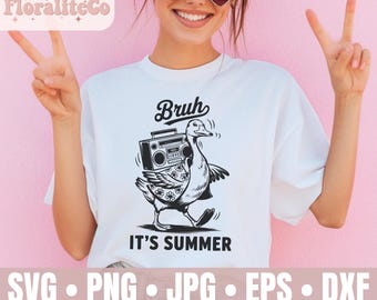 Bruh It's Summer SVG PNG, Funny Meme Shirt Design, Retro Summer Goose PNG, Trendy Vintage Summer, Beach svg, Vacation Boy Summer Shirt File