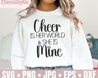 cheer mom svg, cheer is her world and she is mine svg, Cheerleader svg, cheer bow svg, cheer life svg, cheerleading svg, cheer squad svg png