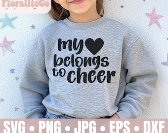Mi corazón pertenece a Cheer SVG, Cheer Competition Svg, Cheer SVG, Cheerleading Svg, Cheer Silhouette, cheer team SVG, Digital Download