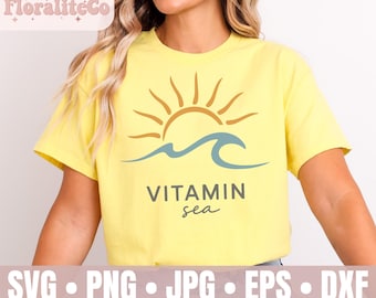 Vitamin Sea SVG cut file, Sun and wave summer svg, summer Sunshine png, retro beach svg, ocean png, Digital File, Cruise Shirt Design 2025
