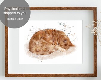 Orange Tabby Cat Watercolor Art Print - Ginger Cat Wall Art - Wall Decor - Watercolor Wall Art Prints - Unframed Print