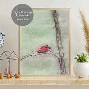 Northern Cardinal Watercolor Art Print - Bird Wall Art - Nature Wall Decor - Watercolor Wall Art Prints - Printable Art - Digital Download
