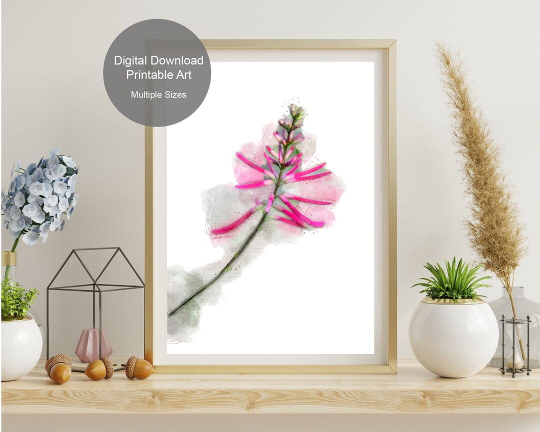 Pink Flower Watercolor Art Print - Nature Wall Art - Wall Decor ...