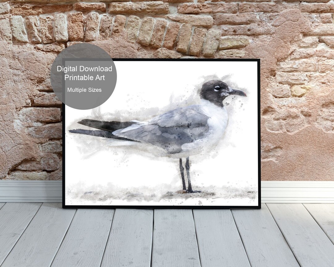 Seagull Beach Watercolor Art Print - Bird Wall Art - Beach House Decor ...