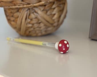 Handmade Mushroom Pen Topper | Weighted Clay Cap for Gel Pens