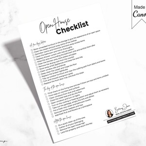 Open House Checklist Template, Showing Prep Checklist, Home Showing Checklist, Seller checklist, Open House Marketing, Property Staging