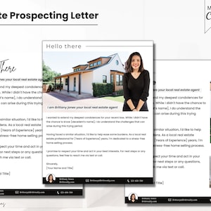 Carta de prospección testamentaria, Carta de agricultura patrimonial, Divulgación de ventas de propiedades, Carta de prospección inmobiliaria, Folleto de marketing inmobiliario
