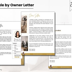 Carta FSBO de bienes raíces, Carta de venta por propietario, Folleto de marketing de bienes raíces de lujo, Agricultura inmobiliaria, Plantilla de paquete de oro de lujo