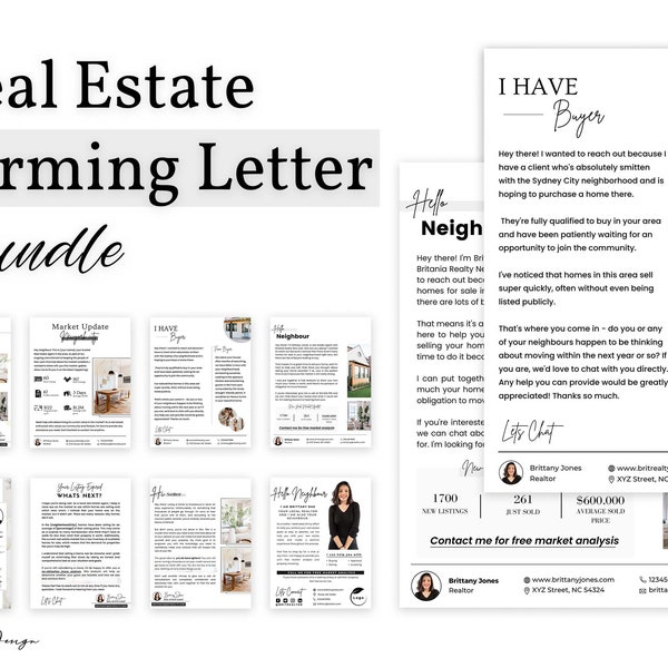 Real Estate Farming Letter Bundle, Prospecting letter, Lead generation letter, Local farming letter, Real Estate Farming Flyer, Agent Intro