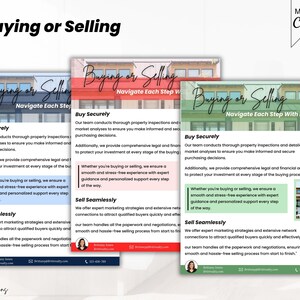 Folleto de compra o venta, carta de divulgación de prospección inmobiliaria, asistencia para compra y venta de viviendas, carta de venta de propiedades, diseño múltiple