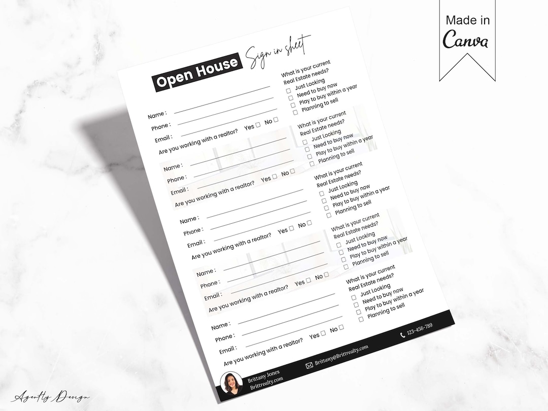 Open House Sign in Sheet, Open House Flyers and Forms, Open House Guest