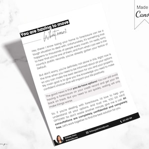Real Estate Foreclosure letter, Prospecting Letter, Real Estate Marketing Template, New Agent Flyer, Prospecting flyer, Property Management